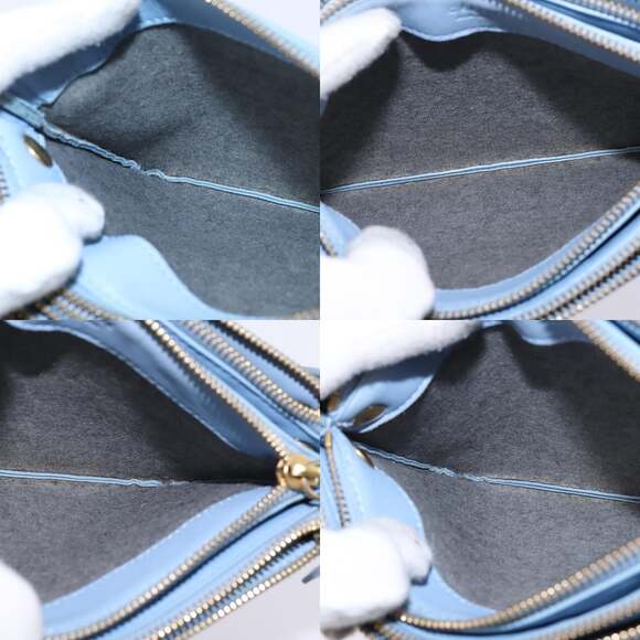 CELINE Trio Shoulder Bag Leather Light Blue Gold - Picture 12 of 13